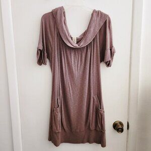 Large Crow Neck Tunic Shirt w/ Pockets, Med